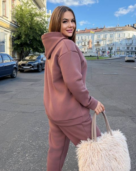 Теплий костюм на флісі з капюшоном, модель 879, Шоколад, 50-52 KXXL-879 фото